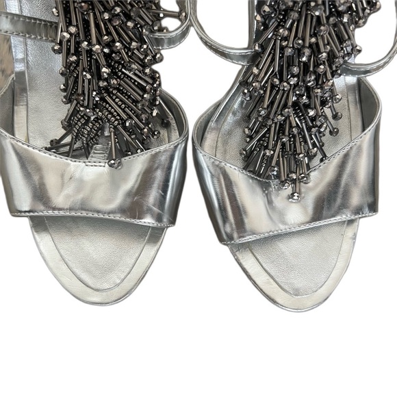 BCBG Max Azria Metallic Silver 4" Heels - Size 6 1/2 - Picture 8 of 16